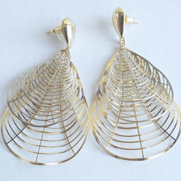 Dangle Gold and Silver Earrings - Picture 1 of 3